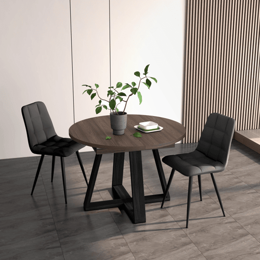Mesa Jantar Extensível, Mesa Cozinha Extensível, 103x103x73cm, Para 6 pessoas, Móveis Sala Jantar, Estilo moderno, Carvalho escuro Mesa Jantar Extensível, Mesa Cozinha Extensível, 103x103x73cm, Para 6 pessoas, Móveis Sala Jantar, Estilo moderno, Carvalho escuro