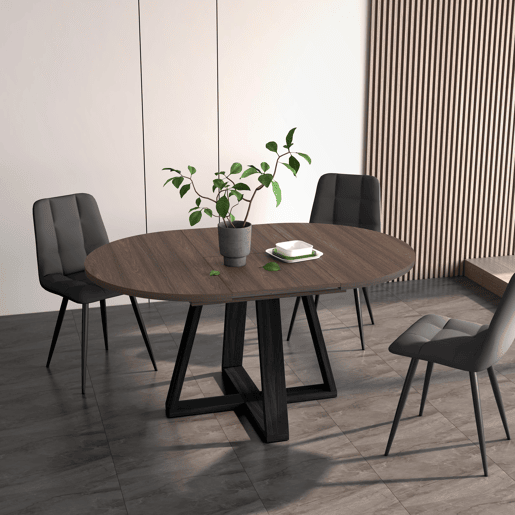 Mesa Jantar Extensível, Mesa Cozinha Extensível, 103x103x73cm, Para 6 pessoas, Móveis Sala Jantar, Estilo moderno, Carvalho escuro Mesa Jantar Extensível, Mesa Cozinha Extensível, 103x103x73cm, Para 6 pessoas, Móveis Sala Jantar, Estilo moderno, Carvalho escuro