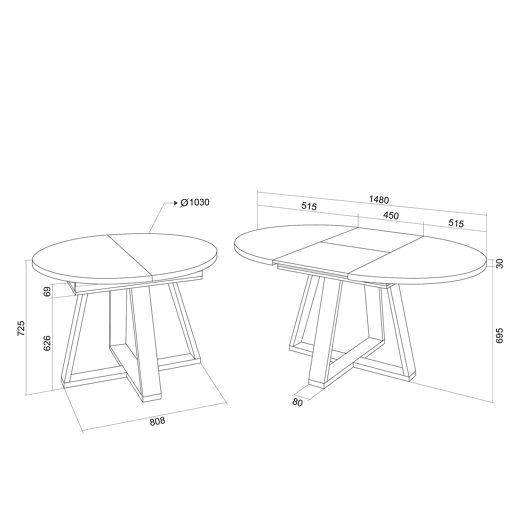 Mesa Jantar Extensível, Mesa Cozinha Extensível, 103x103x73cm, Para 6 pessoas, Móveis Sala Jantar, Estilo moderno, Carvalho escuro Mesa Jantar Extensível, Mesa Cozinha Extensível, 103x103x73cm, Para 6 pessoas, Móveis Sala Jantar, Estilo moderno, Carvalho escuro