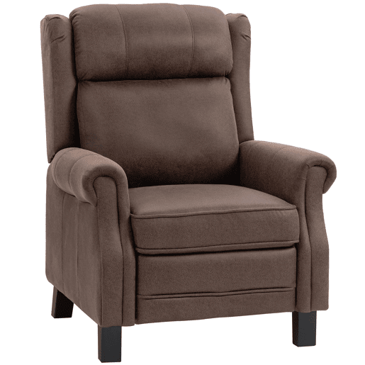 Poltrona reclinável manual Relax com abertura de até 155º, apoio para os pés, encosto alto e estofamento grosso na cor marrom. Poltrona reclinável manual Relax com abertura de até 155º, apoio para os pés, encosto alto e estofamento grosso na cor marrom.