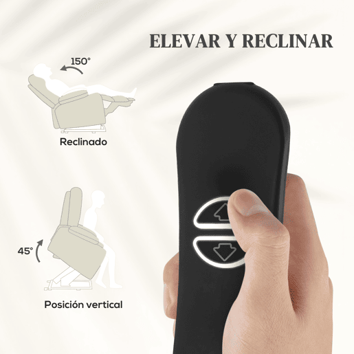 Poltrona elétrica reclinável com massagem vibratória e aquecimento, porta USB, controle remoto, cor creme.