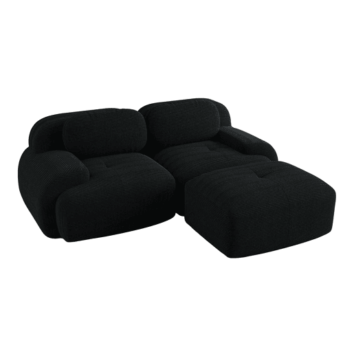 MEUBLES COSY Sofá modular de canto em veludo cotelê com chaise longue sofá sem estrutura com braços curvos e espuma de alta densidade para sala estilo moderno 208x178x75cm Preto MEUBLES COSY Sofá modular de canto em veludo cotelê com chaise longue sofá sem estrutura com braços curvos e espuma de alta densidade para sala estilo moderno 208x178x75cm Preto