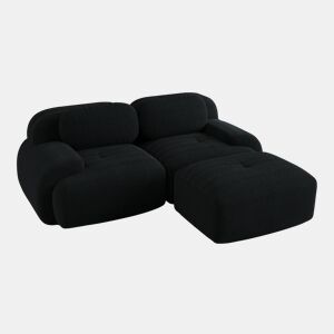 MEUBLES COSY Sofá modular de canto em veludo cotelê com chaise longue sofá sem estrutura com braços curvos e espuma de alta densidade para sala estilo moderno 208x178x75cm Preto