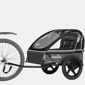 Sepnine BT609 Reboque Bicicleta Infantil u2013 2 Crianças, Dobrável - Preto
