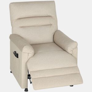 Poltrona elétrica reclinável Relax com aquecimento lombar, massagem, vibração, motor silencioso, função de memória, bege