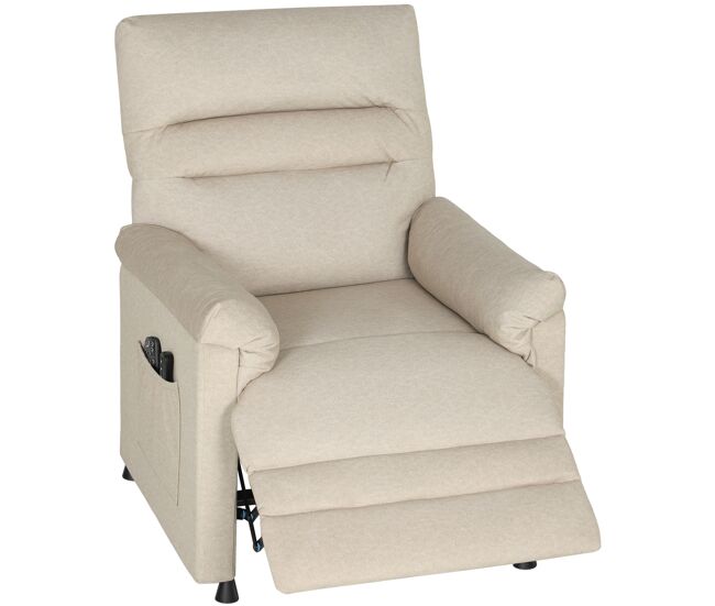 Sillón relax reclinable eléctrico con calor lumbar masaje vibración motor silencioso función de memoria beige