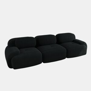MEUBLES COSY Sofá modular de 3 lugares em veludo cotelê loveseat sem estrutura com braços curvos e espuma de alta densidade para sala estilo moderno 298x103x75cm Preto