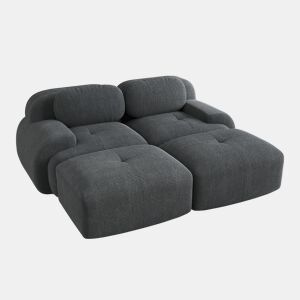 MEUBLES COSY Sofá modular em veludo cotelê com dupla chaise longue sofá sem estrutura com espuma de alta densidade estilo moderno 208x178x75cm Cinza