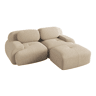 MEUBLES COSY Sofá modular de canto em veludo cotelê com chaise longue sofá sem estrutura com braços curvos e espuma de alta densidade para sala estilo moderno 208x178x75cm Bege