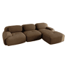 MEUBLES COSY Sofá modular de 3 lugares em veludo cotelê loveseat sem estrutura com braços curvos e espuma de alta densidade com chaise longue para sala estilo moderno 298x178x75cm Marrom