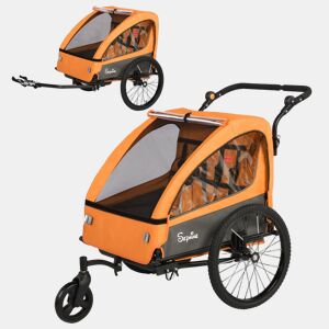 Sepnine BT920 Reboque Bicicleta Infantil u2013 2 Crianças, Dobrável, Laranja