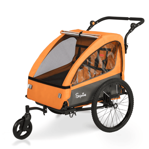 Sepnine BT920 Reboque Bicicleta Infantil u2013 2 Crianças, Dobrável, Laranja Sepnine BT920 Reboque Bicicleta Infantil u2013 2 Crianças, Dobrável, Laranja