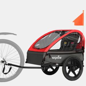 Sepnine BT609 Reboque Bicicleta Infantil u2013 2 Crianças, Dobrável - Vermelho