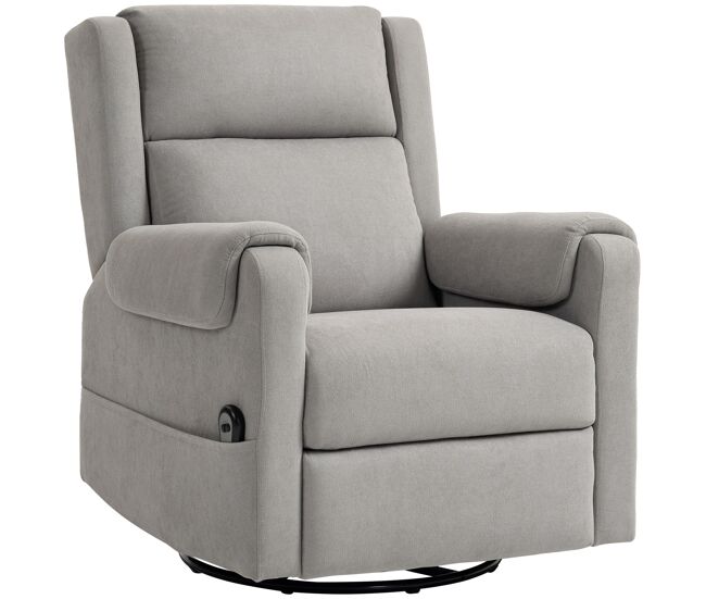 Sillón relax reclinable eléctrico giratorio y basculante con reposapiés ajustable mando a distancia gris claro