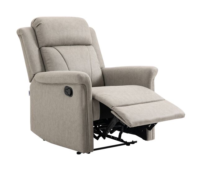 Sillón relax reclinable manual sillón relax de tela con reposabrazos reposapiés acolchado grueso gris