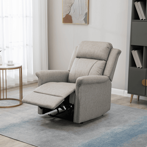 Poltrona Relax Reclinável Manual, Poltrona Relax em Tecido com Apoios de Braço e Apoio para os Pés Acolchoado e Grosso, Cinza Poltrona Relax Reclinável Manual, Poltrona Relax em Tecido com Apoios de Braço e Apoio para os Pés Acolchoado e Grosso, Cinza