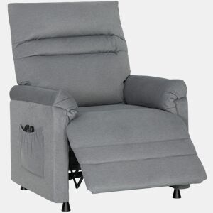 Poltrona elétrica reclinável Relax com aquecimento lombar, massagem, vibração, motor silencioso, função de memória, cinza.