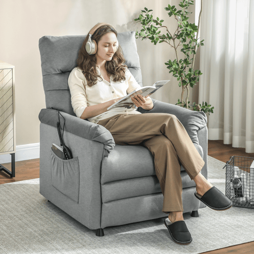 Poltrona elétrica reclinável Relax com aquecimento lombar, massagem, vibração, motor silencioso, função de memória, cinza. Poltrona elétrica reclinável Relax com aquecimento lombar, massagem, vibração, motor silencioso, função de memória, cinza.
