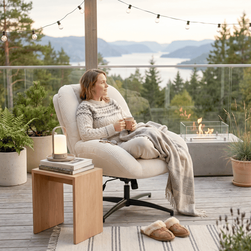 MEUBLES COSY Poltrona de Relax Giratória de Escritório Cadeira de Sala Ergonómica Ajustável em Altura Reclinável com Almofada Espessa de Veludo Bege