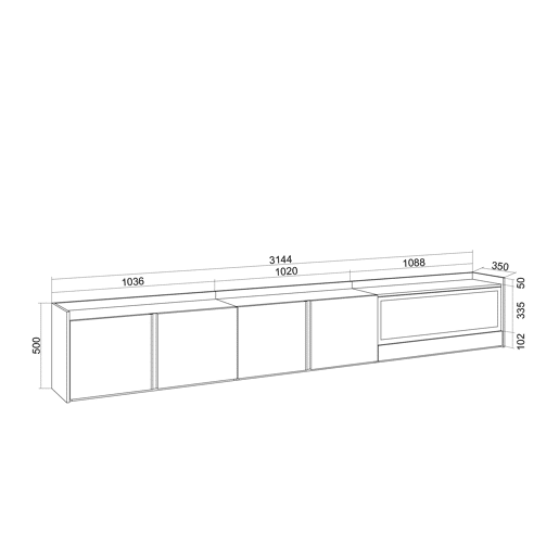 Móvel de TV, Muito espaço de arrumação, 315x35x50cm, Para televisores até 80, Lareira eléctrica XXL, Led, Estilo moderno, Carvalho e preto