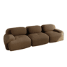 MEUBLES COSY Sofá modular de 3 lugares em veludo cotelê loveseat sem estrutura com braços curvos e espuma de alta densidade para sala estilo moderno 298x103x75cm Marrom