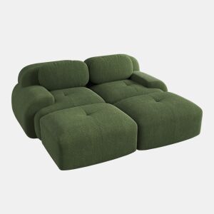 MEUBLES COSY Sofá modular em veludo cotelê com dupla chaise longue sofá sem estrutura com espuma de alta densidade estilo moderno 208x178x75cm Verde