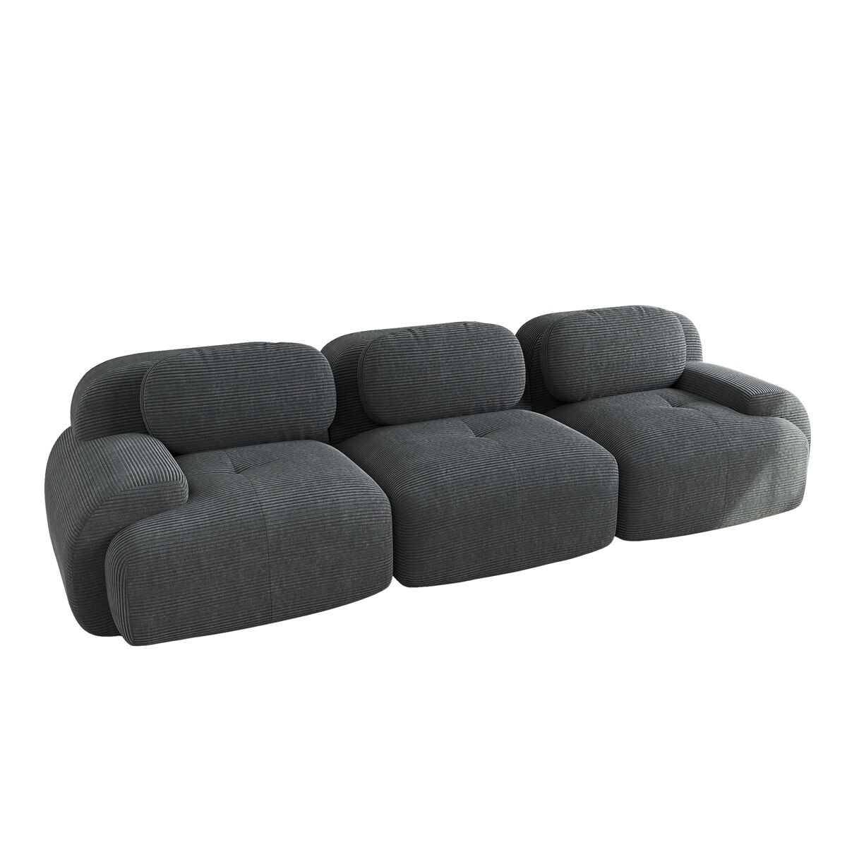 Sofá modular moderno de tres plazas de pana para salón