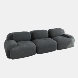 MEUBLES COSY Sofá modular de 3 lugares em veludo cotelê loveseat sem estrutura com braços curvos e espuma de alta densidade para sala estilo moderno 298x103x75cm Cinza