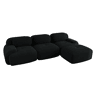 MEUBLES COSY Sofá modular de 3 lugares em veludo cotelê loveseat sem estrutura com braços curvos e espuma de alta densidade com chaise longue para sala estilo moderno 298x178x75cm Preto