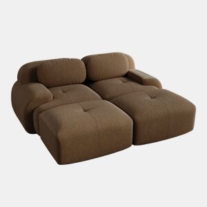 MEUBLES COSY Sofá modular em veludo cotelê com dupla chaise longue sofá sem estrutura com espuma de alta densidade estilo moderno 208x178x75cm Marrom