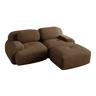 MEUBLES COSY Sofá modular de canto em veludo cotelê com chaise longue sofá sem estrutura com braços curvos e espuma de alta densidade para sala estilo moderno 208x178x75cm Marrom