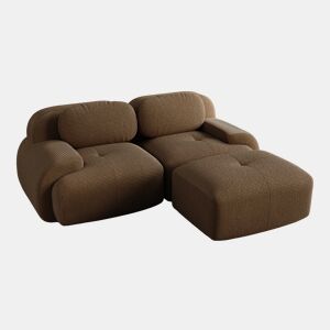 MEUBLES COSY Sofá modular de canto em veludo cotelê com chaise longue sofá sem estrutura com braços curvos e espuma de alta densidade para sala estilo moderno 208x178x75cm Marrom