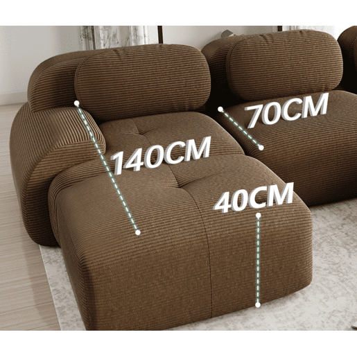 MEUBLES COSY Sofá modular de canto em veludo cotelê com chaise longue sofá sem estrutura com braços curvos e espuma de alta densidade para sala estilo moderno 208x178x75cm Marrom MEUBLES COSY Sofá modular de canto em veludo cotelê com chaise longue sofá sem estrutura com braços curvos e espuma de alta densidade para sala estilo moderno 208x178x75cm Marrom