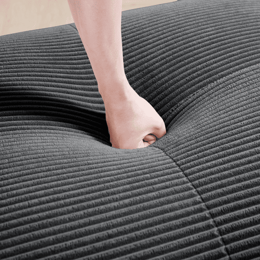 MEUBLES COSY Sofá modular de 3 lugares em veludo cotelê loveseat sem estrutura com braços curvos e espuma de alta densidade com chaise longue para sala estilo moderno 298x178x75cm Cinza MEUBLES COSY Sofá modular de 3 lugares em veludo cotelê loveseat sem estrutura com braços curvos e espuma de alta densidade com chaise longue para sala estilo moderno 298x178x75cm Cinza