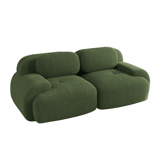 MEUBLES COSY Sofá modular de 2 lugares em veludo cotelê loveseat sem estrutura com braços curvos estofamento de alta densidade para sala estilo moderno 208x103x75cm Verde