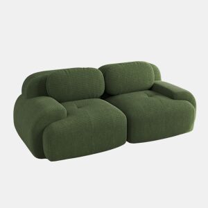 MEUBLES COSY Sofá modular de 2 lugares em veludo cotelê loveseat sem estrutura com braços curvos estofamento de alta densidade para sala estilo moderno 208x103x75cm Verde