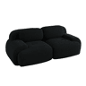 MEUBLES COSY Sofá modular de 2 lugares em veludo cotelê loveseat sem estrutura com braços curvos estofamento de alta densidade para sala estilo moderno 208x103x75cm Preto