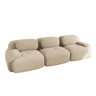 MEUBLES COSY Sofá modular de 3 lugares em veludo cotelê loveseat sem estrutura com braços curvos e espuma de alta densidade para sala estilo moderno 298x103x75cm Bege