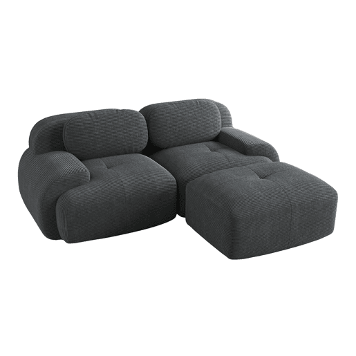 MEUBLES COSY Sofá modular de canto em veludo cotelê com chaise longue sofá sem estrutura com braços curvos e espuma de alta densidade para sala estilo moderno 208x178x75cm Cinza