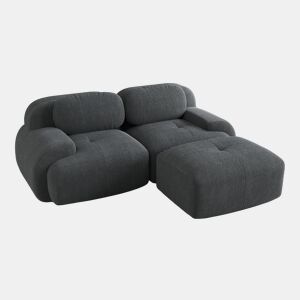 MEUBLES COSY Sofá modular de canto em veludo cotelê com chaise longue sofá sem estrutura com braços curvos e espuma de alta densidade para sala estilo moderno 208x178x75cm Cinza