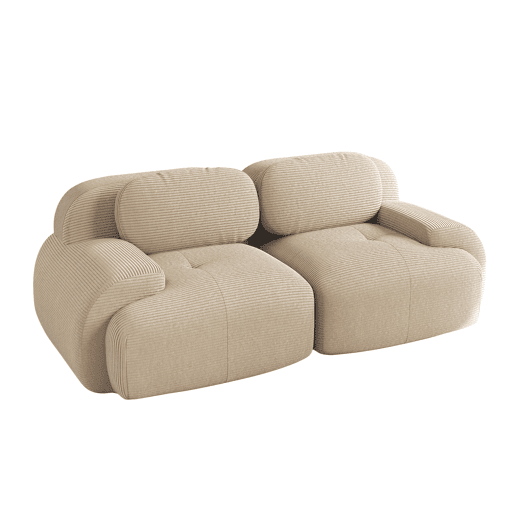 MEUBLES COSY Sofá modular de 2 lugares em veludo cotelê loveseat sem estrutura com braços curvos estofamento de alta densidade para sala estilo moderno 208x103x75cm Bege MEUBLES COSY Sofá modular de 2 lugares em veludo cotelê loveseat sem estrutura com braços curvos estofamento de alta densidade para sala estilo moderno 208x103x75cm Bege