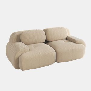 MEUBLES COSY Sofá modular de 2 lugares em veludo cotelê loveseat sem estrutura com braços curvos estofamento de alta densidade para sala estilo moderno 208x103x75cm Bege
