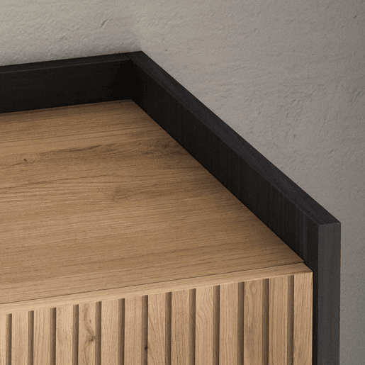 Móvel de TV, Muito espaço de arrumação, 310x37x50cm, Para televisores até 80, Led, Estilo moderno, Carvalho e preto Móvel de TV, Muito espaço de arrumação, 310x37x50cm, Para televisores até 80, Led, Estilo moderno, Carvalho e preto