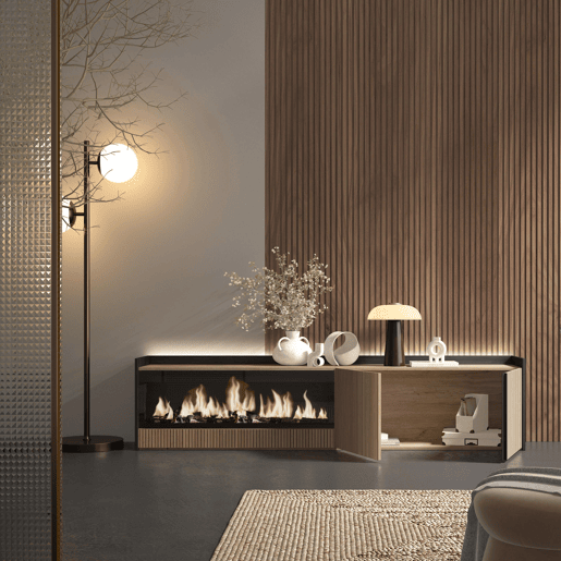 Móvel de TV, Muito espaço de arrumação, 212x35x50cm, Para televisores até 80, Lareira eléctrica XXL, Led, Estilo moderno, Carvalho e preto