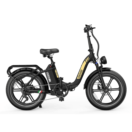 OVIVO C2 PRO E-bike - Motor 250W Bateria 48V18AH 20Polegadas Travões Hidráulicos - PretoOuro
