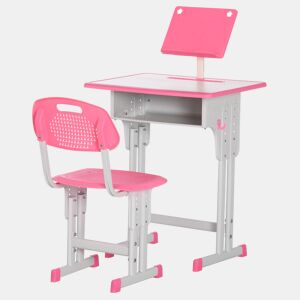 Conjunto de mesa e cadeira infantil para crianças a partir de 6 anos, altura ajustável, com 1 gaveta e estante, 60x45x90-102 cm, rosa