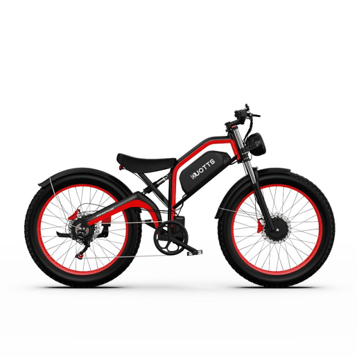 Bicicleta Elétrica Duotts N26 - Bateria 48V20Ah Autonomia 60KM Freios a Disco - Preto Vermelho