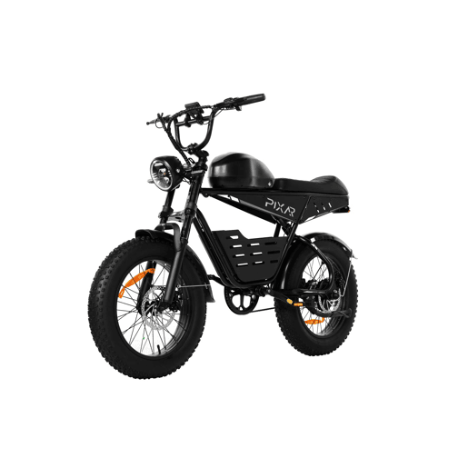 Pixar SUPER V 48V 15.6AH 20x4 Bicicleta Elétrica Preta Freio a Disco