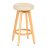 Banqueta de bar x1 giratória 360° PVC creme pés de madeira clara 04_0008594