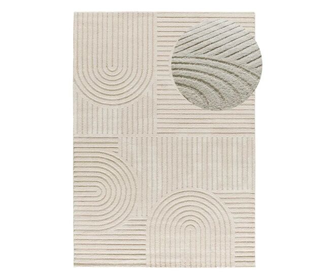 Alfombra geométrica con relieve crema verona, 160x230 cm - atticgo
